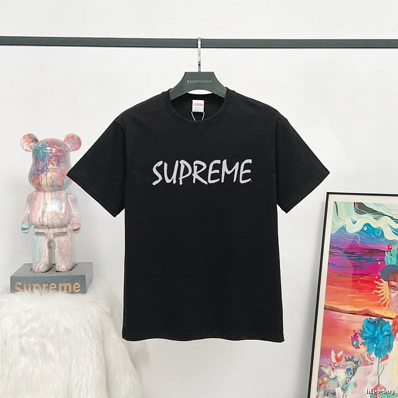 Supreme Printed Street Style Black Short-sleeve T-shirt