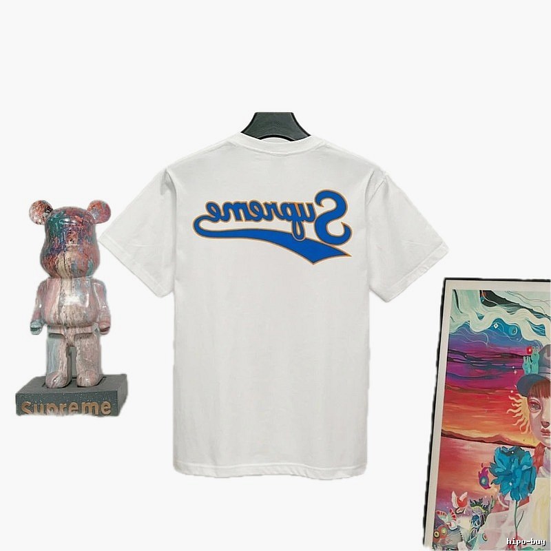Supreme Reverse Logo Printed Street Style White T-Shirt