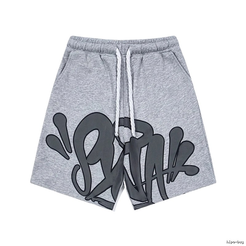 SynaWorld graffiti-style gray shorts