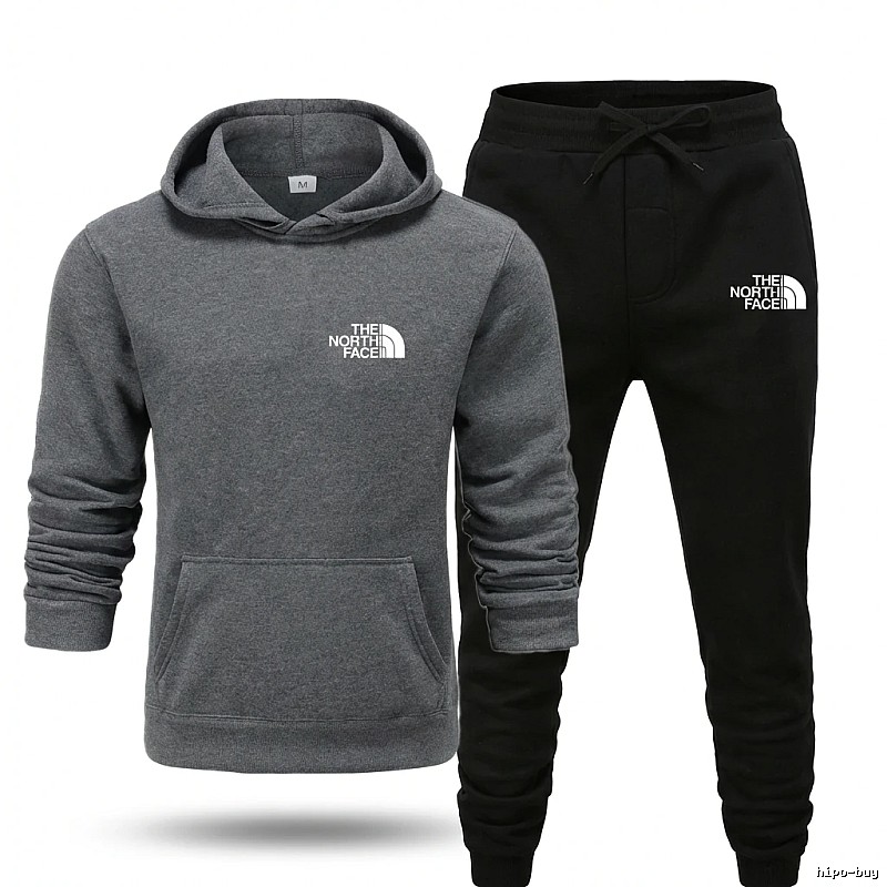The North Face Simple Gray and Black Sportswear Set