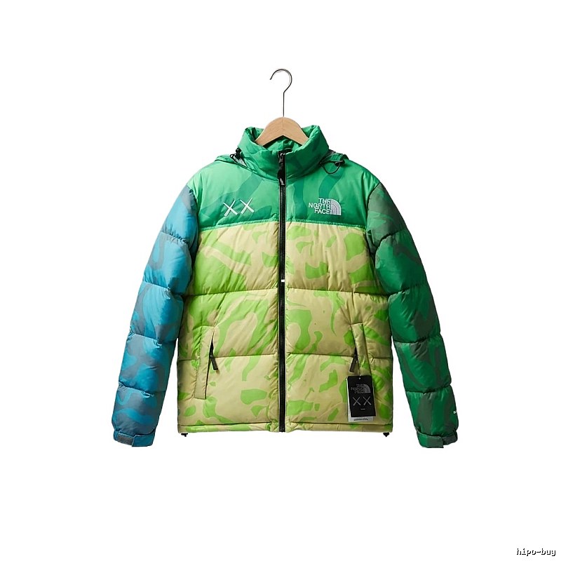 The North Face trendy and cool camouflage green down jacket