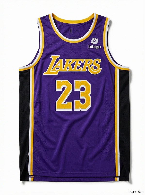 The retro-style No. 23 jersey of the Los Angeles Lakers.