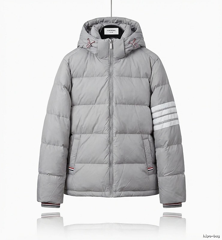 Thom Browne Classic Stripe Grey Down Jacket
