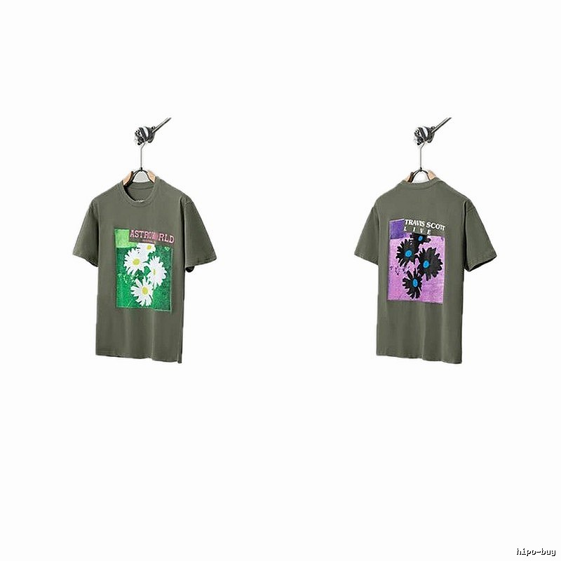 Travis Scott AstroWorld Vintage Army Green Short-Sleeve T-Shirt