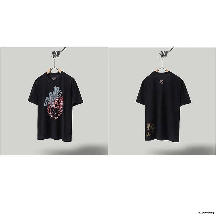Travis Scott x Air Jordan Graffiti-style Black Short-sleeve T-shirt