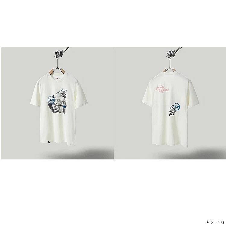 Travis Scott x Jordan Co-branded Graffiti-style Off-white T-shirt
