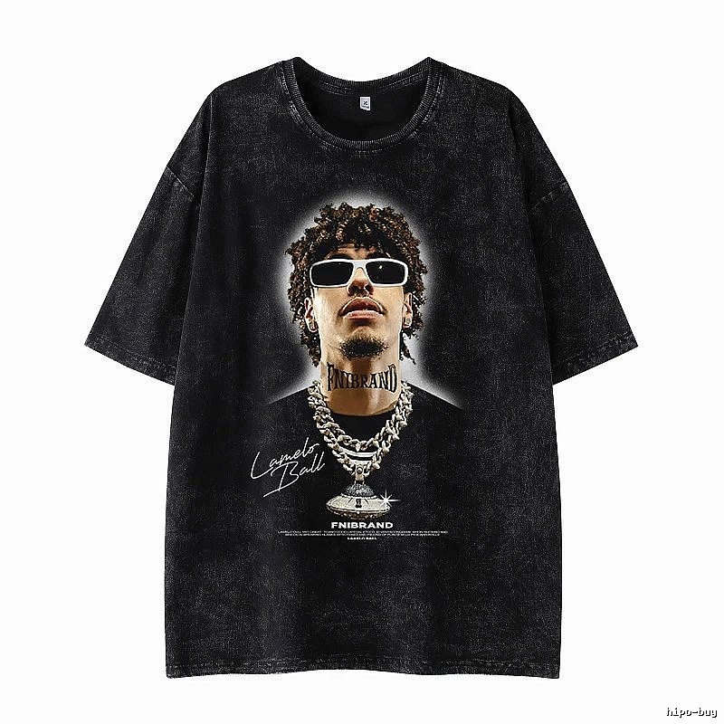 Tupac Daily Portrait graphic T-shirt Black Tupac Collage for City Outfits