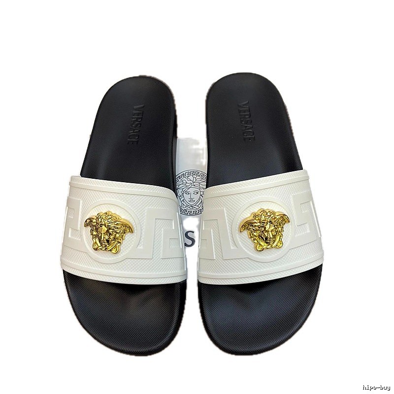 Versace Medusa Luxury Style White and Black Slides