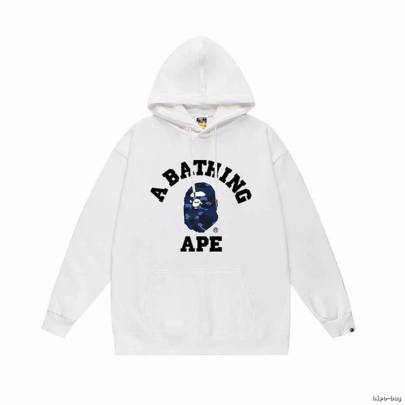 White hoodie with Bape Ape Head print