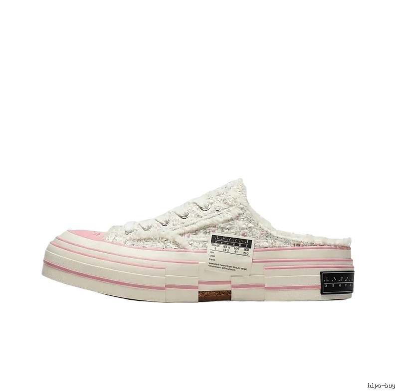 Xvessel casual style white and pink slippers