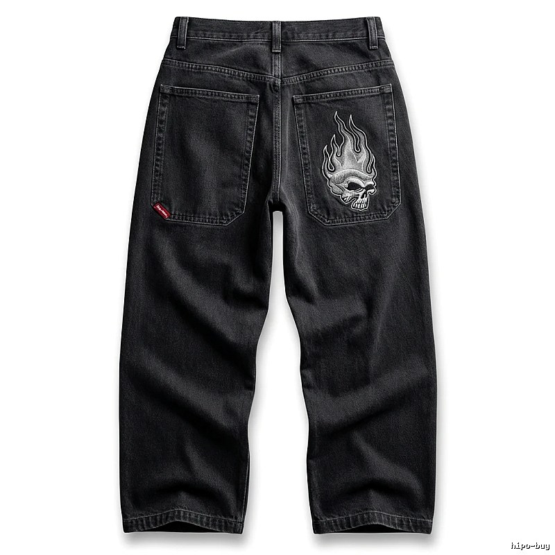 Y2K Fear of God Flame Black Denim Shorts